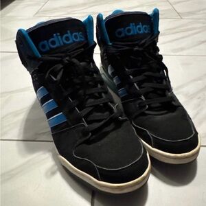 Adidas Men's Black and Blue High-Top Sneakers